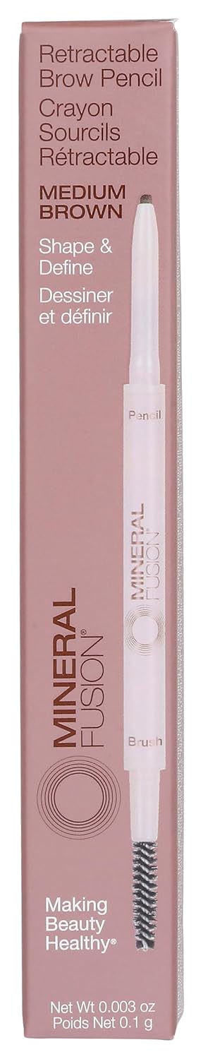 Mineral Fusion Lápiz retráctil para cejas marrón medio, 0.003 onzas