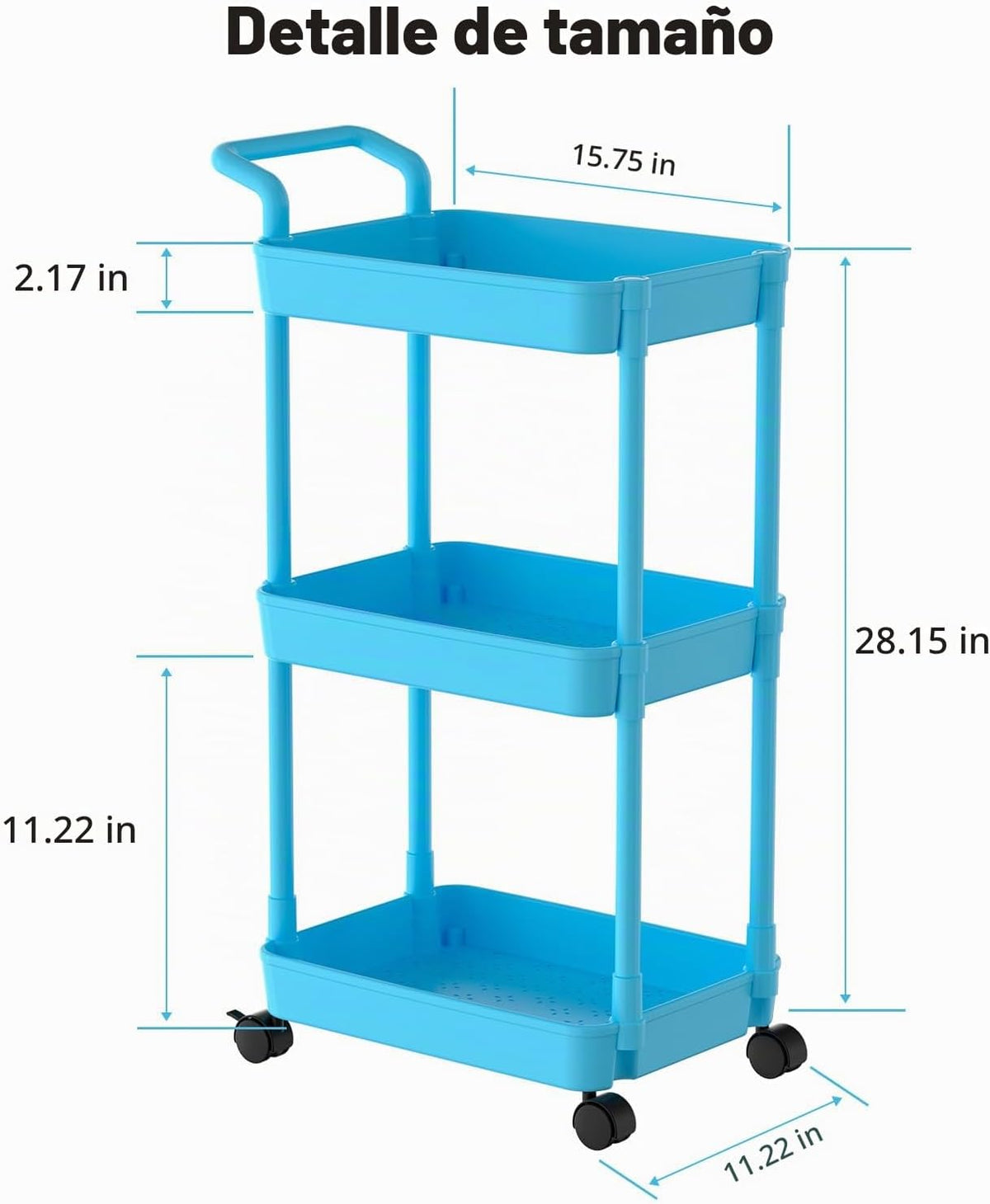 Carrito para pañales Volnamal, carrito con ruedas de 3 niveles para...