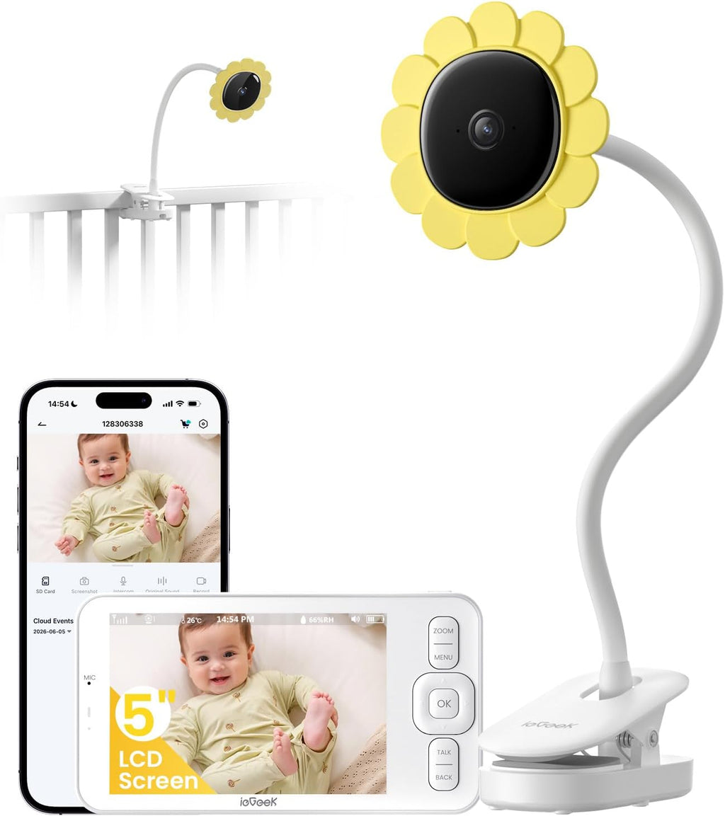 ieGeek Baby Monitor con cámara y audio, sin WiFi 5\u201DScreen y ap...