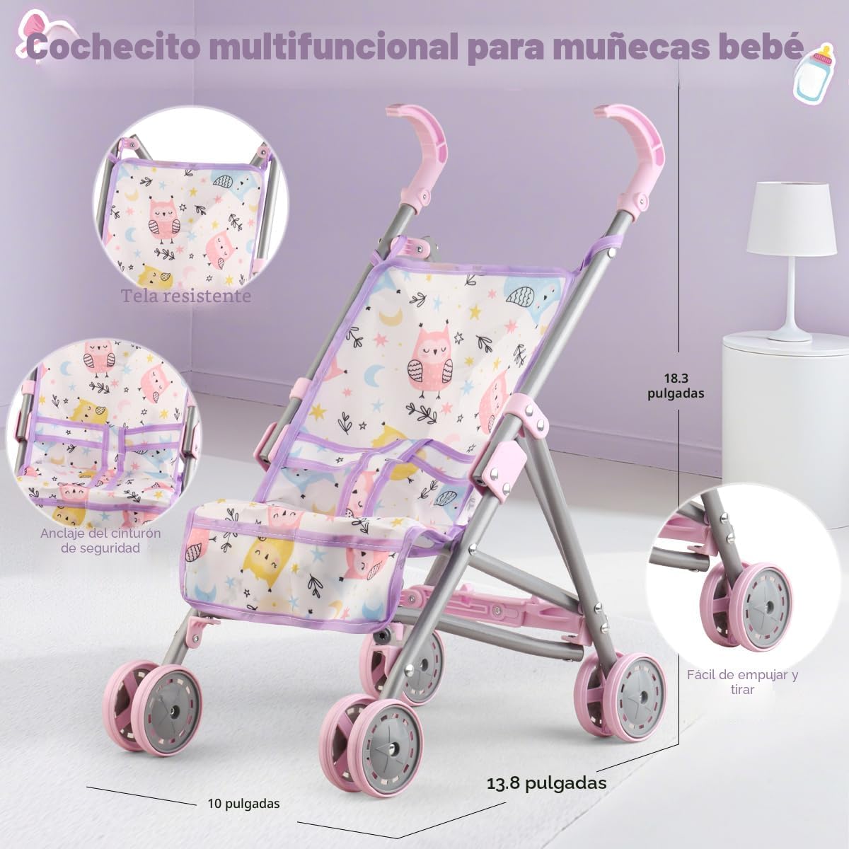 Muñeca de bebé con juego de cochecito para juego de simulación real...
