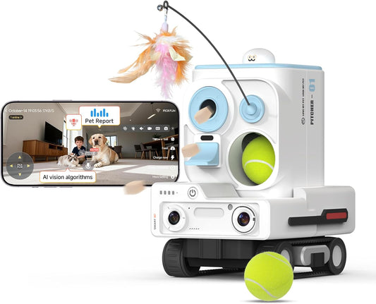 PICKFUN Pmate AI Pet Camera Robot Companion para perros y gatos, cá...