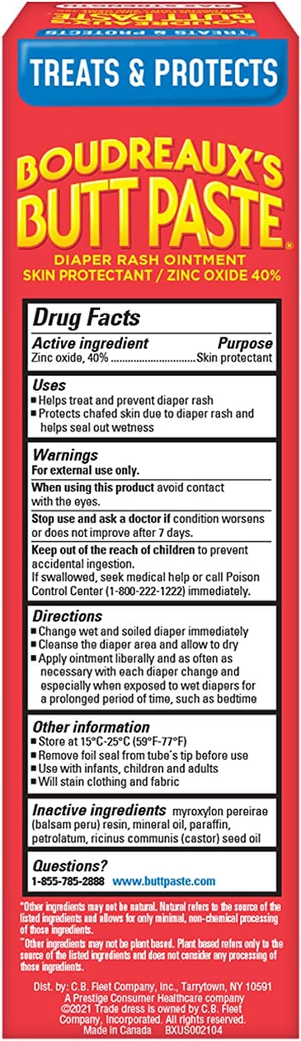 Boudreaux's Butt Paste Max Strength - Crema antidermatitis de p...