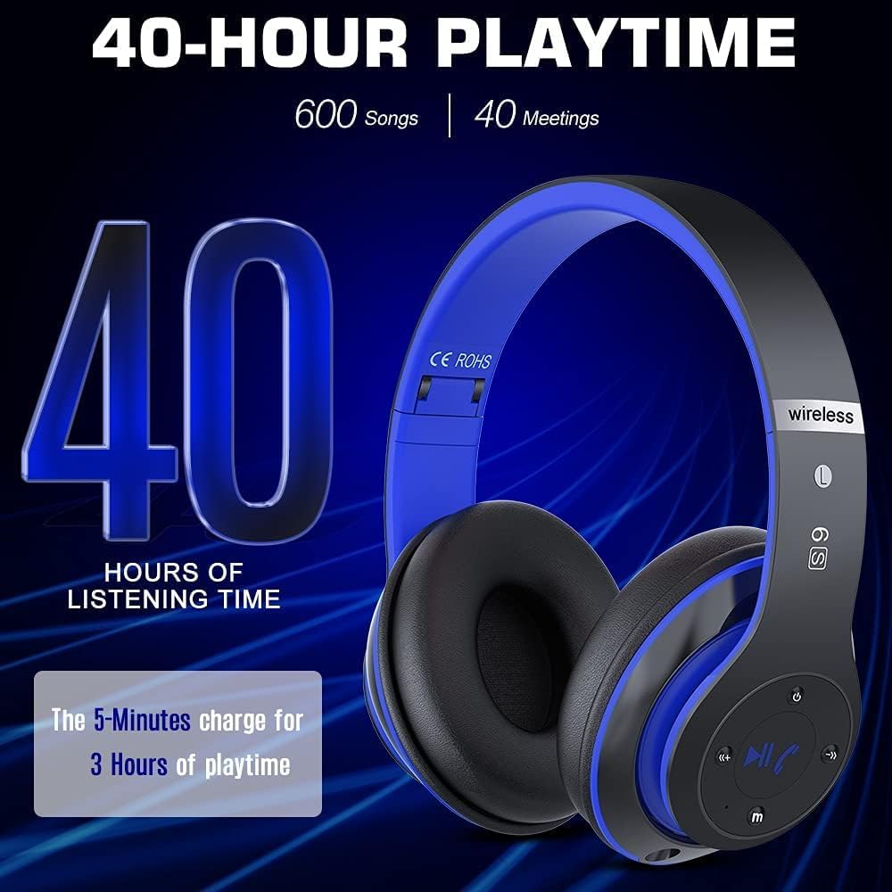 Auriculares Bluetooth 6S sobre la oreja, auriculares plegables inal...