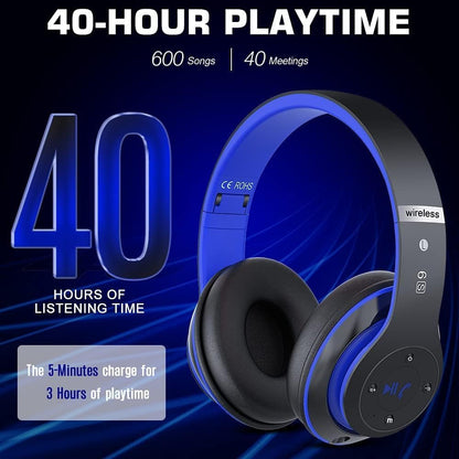Auriculares Bluetooth 6S sobre la oreja, auriculares plegables inal...