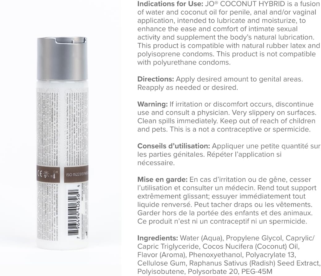 JO Lubricante Personal Híbrido de Coco \u2013 Lubricante a Base de...