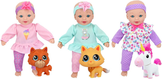 New Adventures LLC Limited Little Sweeties Baby Doll con mascotas