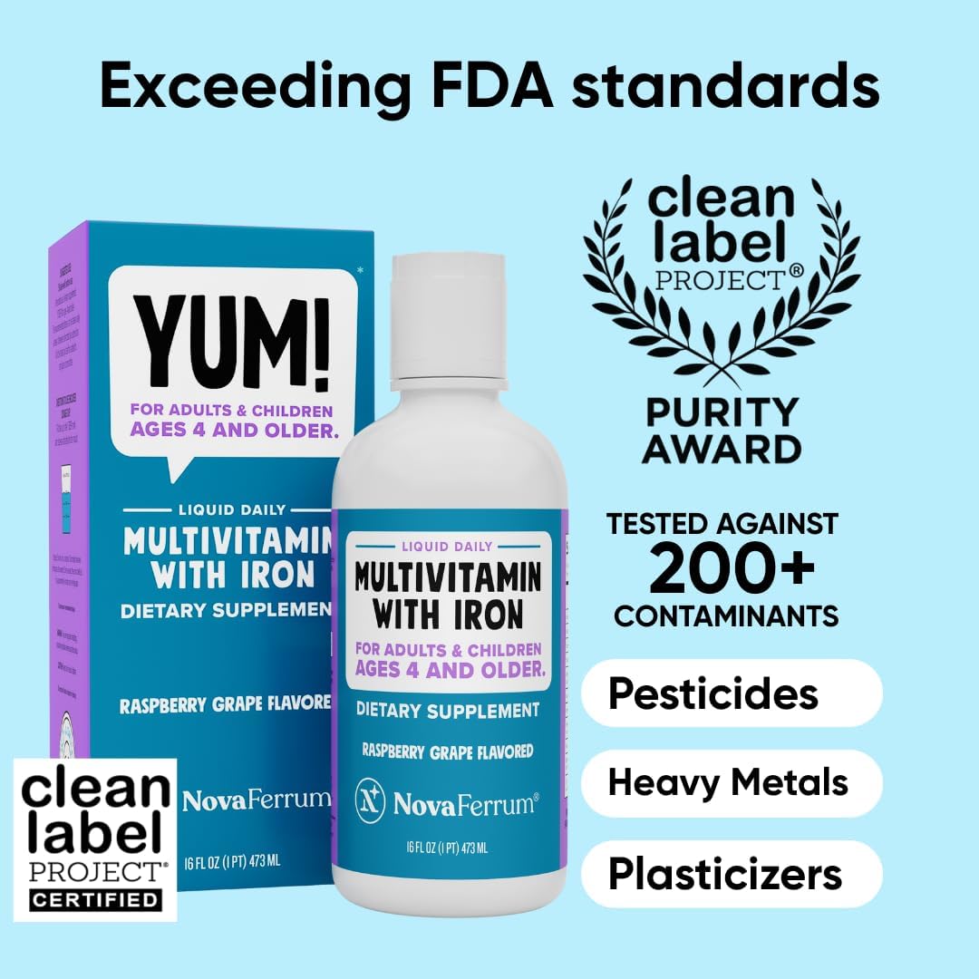 NovaFerrum Yum 16 onzas líquidas | Multivitamínico con hierro para...