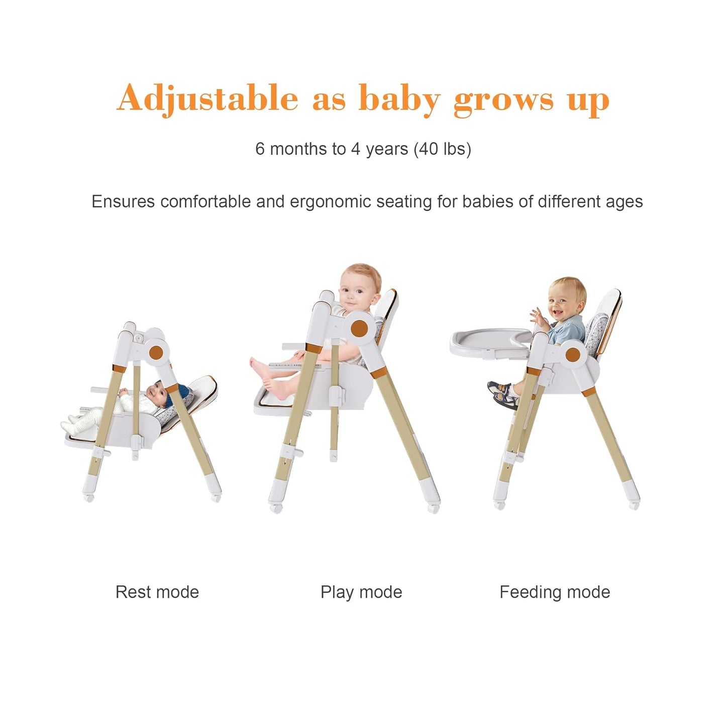 Silla alta plegable para bebés y niños pequeños, columpios portátil...
