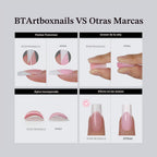 BTArtboxnails - Uñas postizas a presión con punta francesa blanca,...