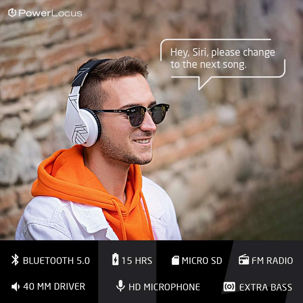 PowerLocus Auriculares Bluetooth sobre la oreja, auriculares inalám...