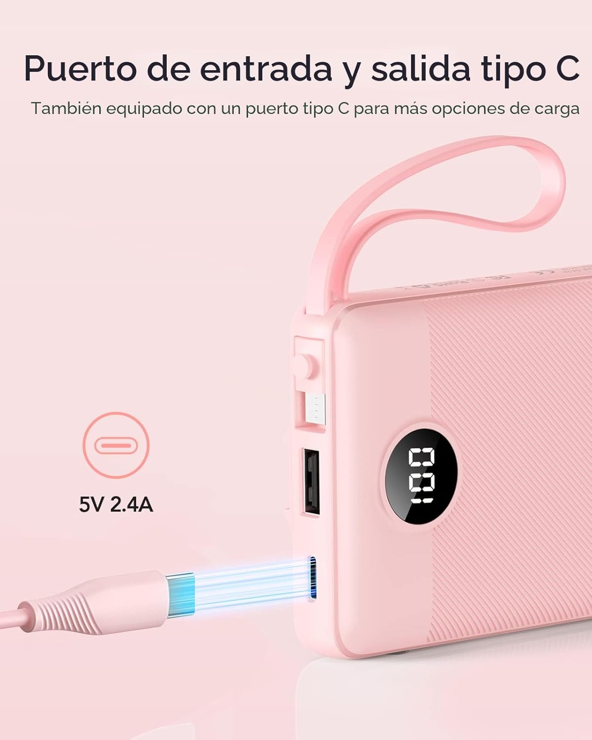 VRURC Cargador Portátil Power Bank, Paquete de Batería Esencial de...
