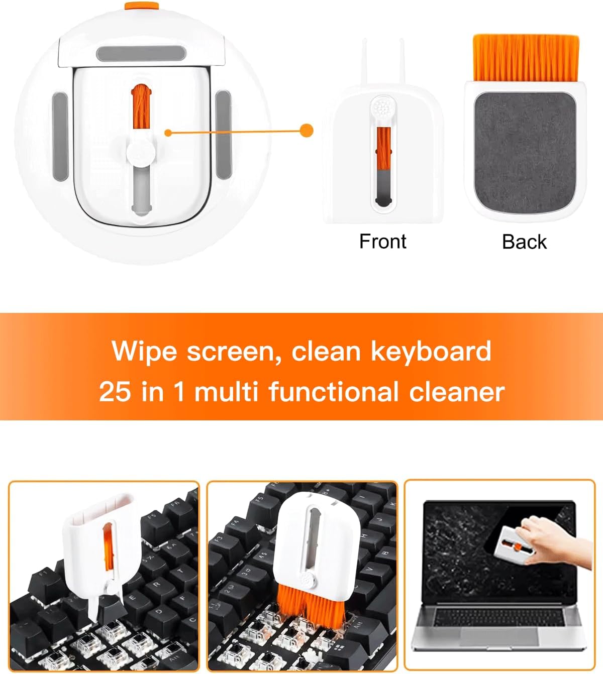 Kit de limpieza electrónica 25 en 1 - Divisor de cargador + extractor de llaves/cepillos/hisopos de limpieza profunda para teléfonos, portátiles, cámaras, realidad virtual, auriculares y