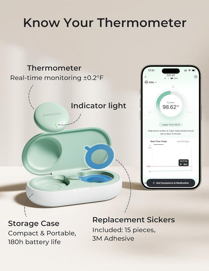 Momcozy Termómetro digital portátil para bebé, termómetro inteligen...