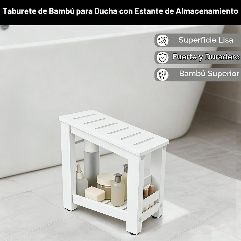 Forest Manor Reposapiés de ducha de bambú blanco para afeitarse pie...