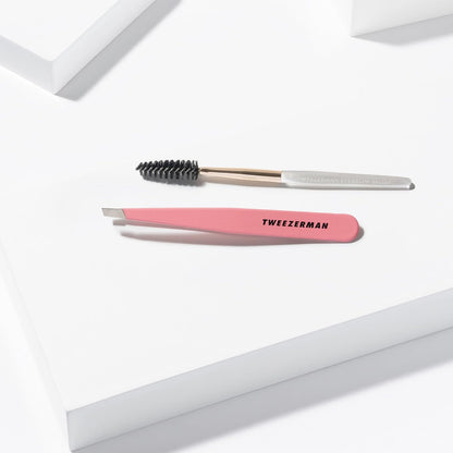 Tweezerman - Pinza inclinada completa de Tea Rose exclusiva y cepillo