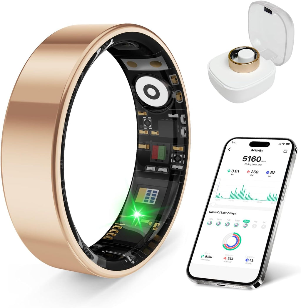 Smart Health Ring Fitness Tracker con monitoreo de estrés y sueño,...
