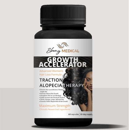 Suplemento médico de ébano para el cabello para mujeres de color - Adelgazamiento del cabello y apoyo de la alopecia de tracción - Impulso de queratina, nutrición folículo y vitaminas para la fuerza