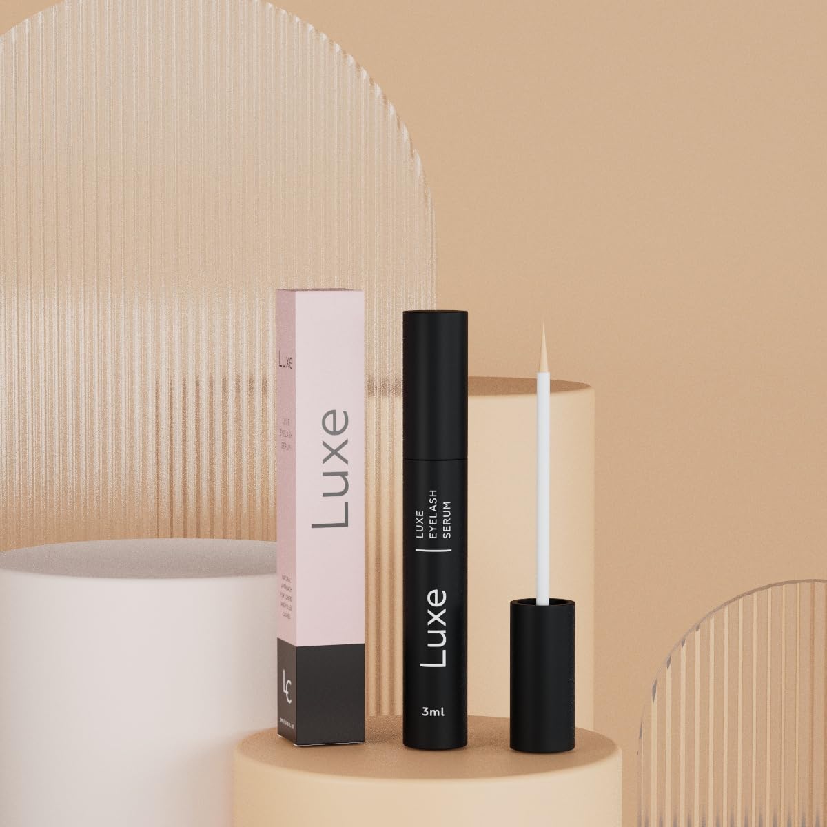 Luxe Cosmetics Suero de pestañas (0.1 fl oz), suero de crecimiento de pestañas para pestañas más gruesas, largas y llenas, crecimiento de pestañas premium, pestañas de volumen, resultados visibles