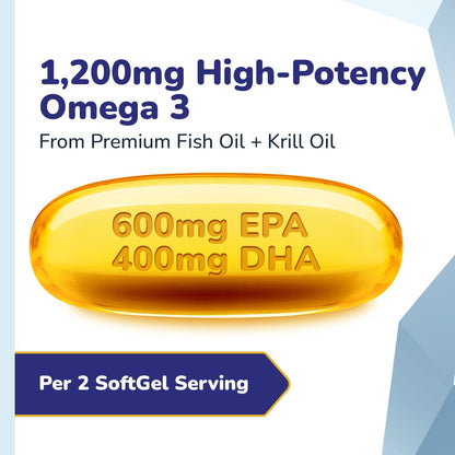 Suplementos de aceite de pescado Omega 3 para mujeres y hombres, 12...
