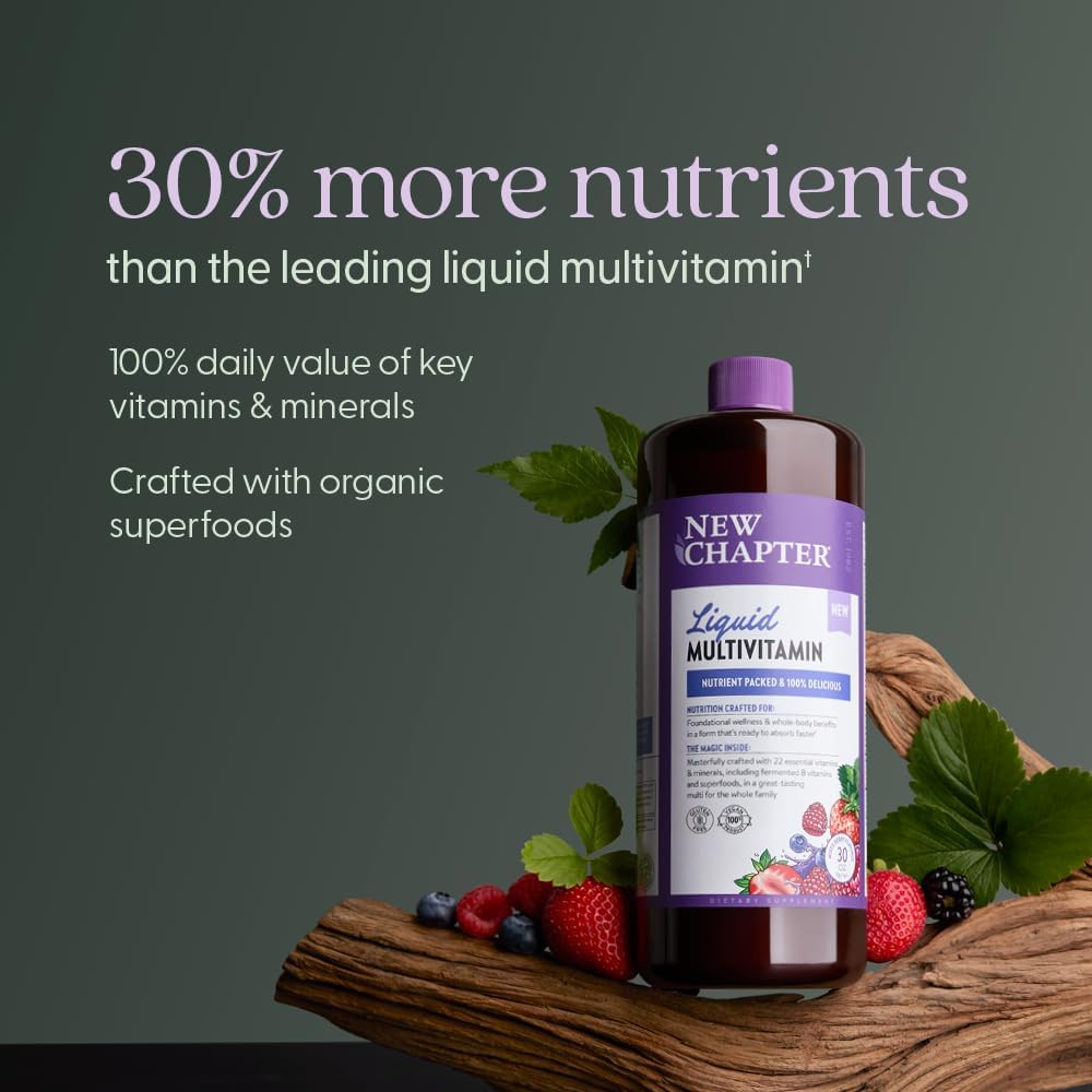 New Chapter Multivitamínico Líquido + Suplemento Mineral para Benef...