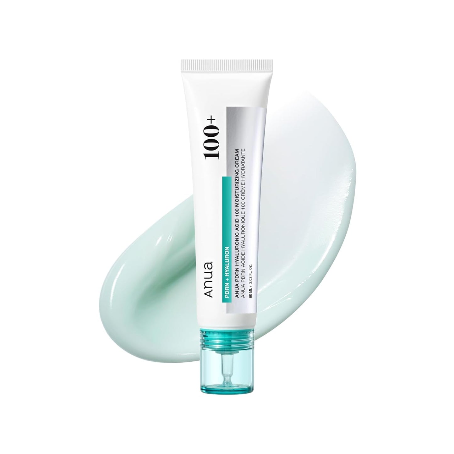 ANUA PDRN Crema Hidratante de Ácido Hialurónico 100, Hidratante Ligero con ADN de Salmón, Ácido Hialurónico, Colágeno para Piel de Vidrio, Cuidado de la Piel Coreano (60ml / 2.02 fl. oz)
