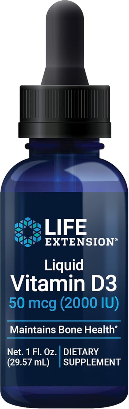 Life Extension Vitamina D3 líquida de 50 mcg (2000 UI) \u2013 Suple...