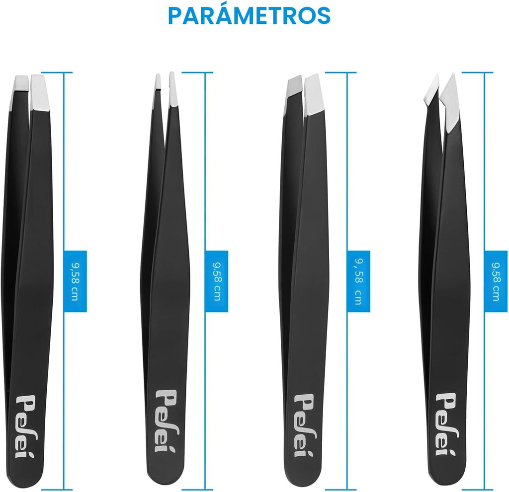 Pefei Juego de pinzas profesionales de acero inoxidable para cejas,...