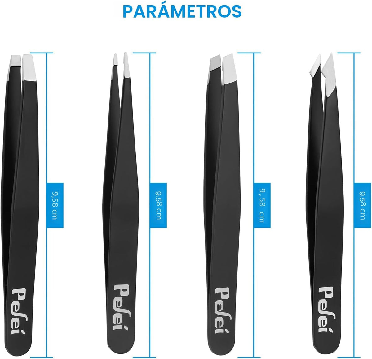 Pefei Juego de pinzas profesionales de acero inoxidable para cejas,...