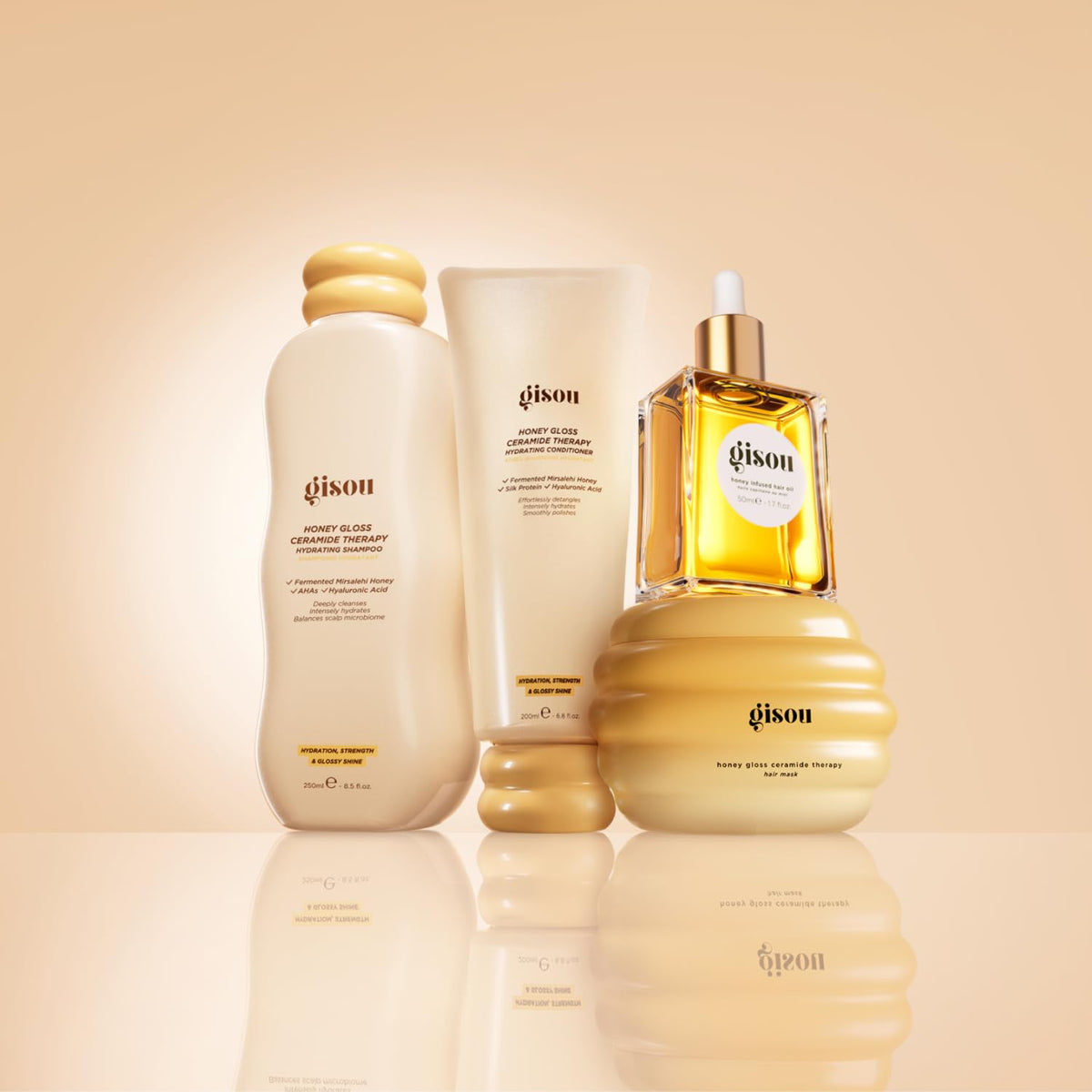 Gisou Honey Gloss Ceramide Therapy Rutine* Terapia capilar de 4 pas...