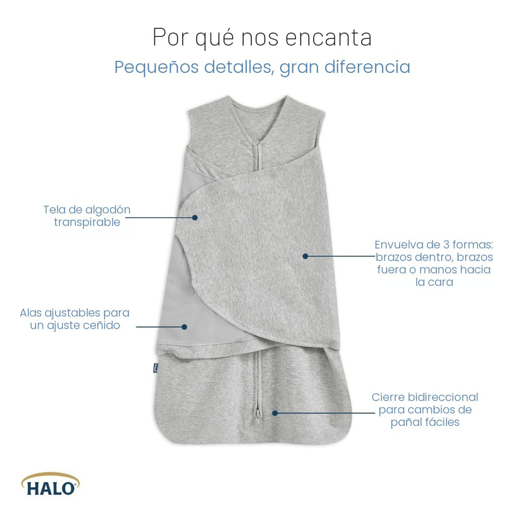 HALO Saco de dormir con manta de arropar 100% algodón, manta con 3...