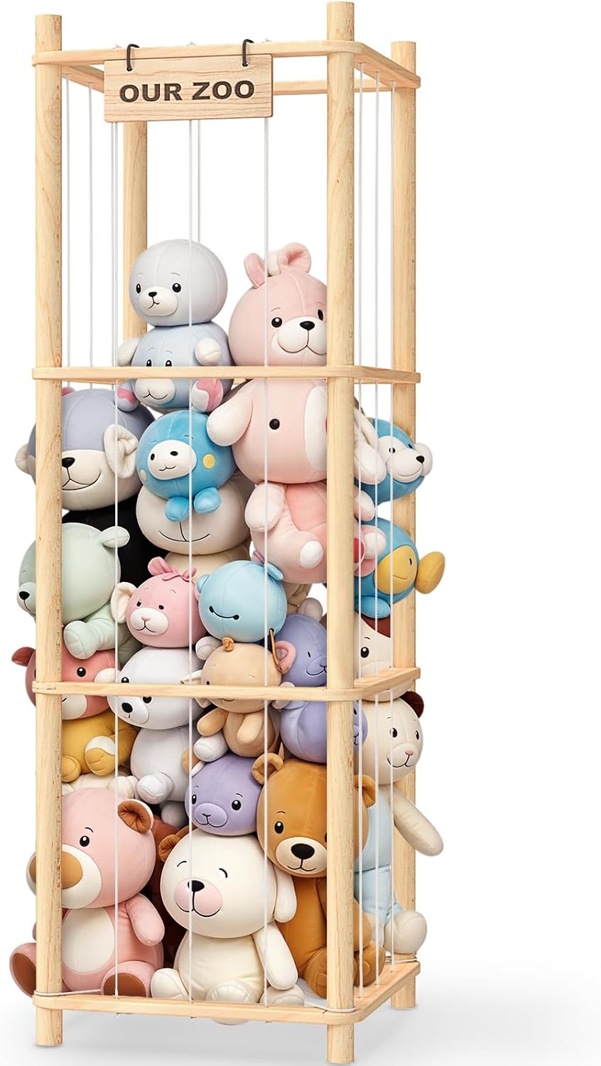 Woodure Almacenamiento y Organizador de Animales de Peluche, Soport...