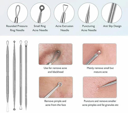 9-in-1 stainless steel blackhead and acne tool set, slanted eyebrow...