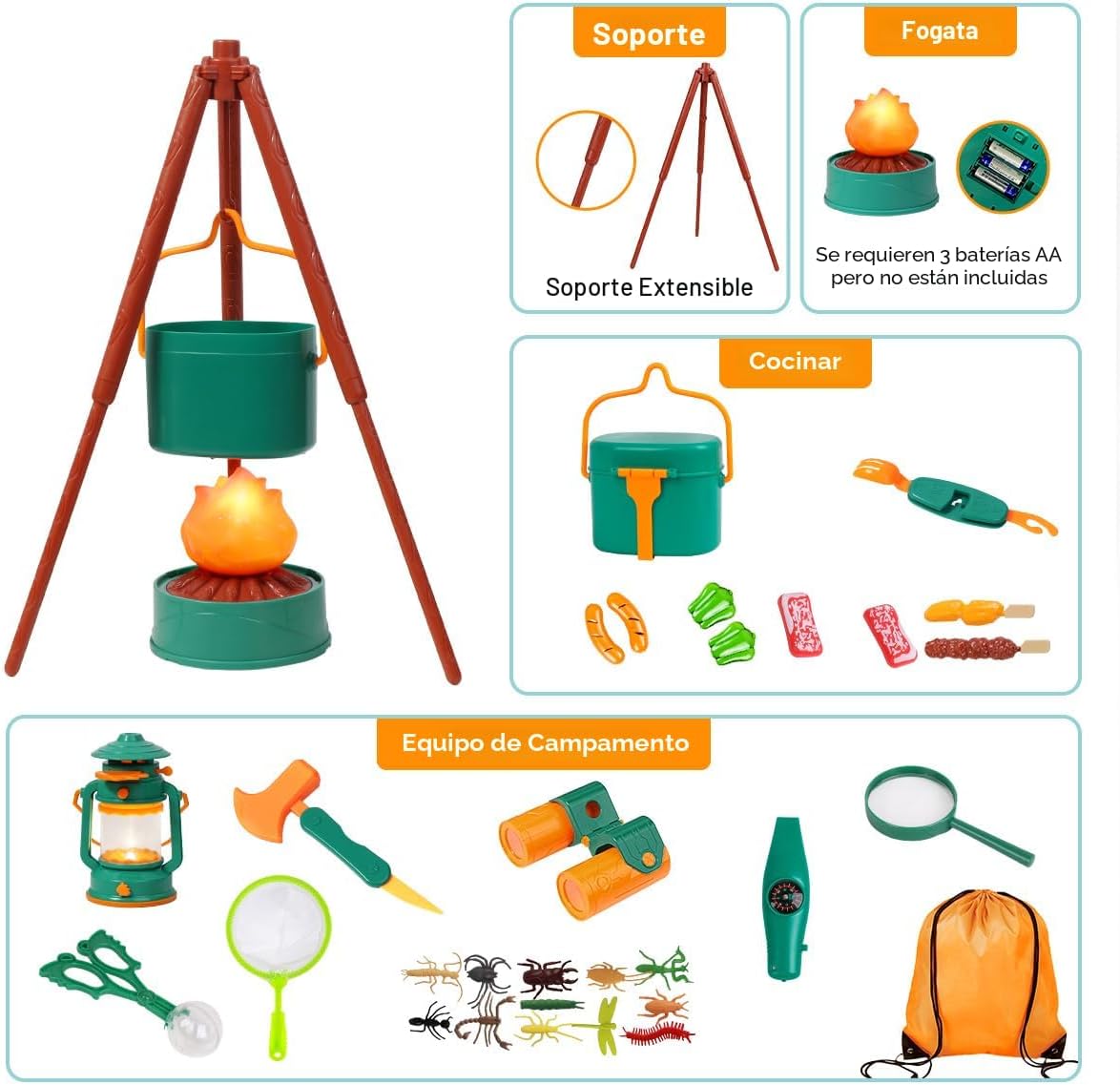 Meland Juego de Campamento para Niños con Tienda - Juguetes para Ni...