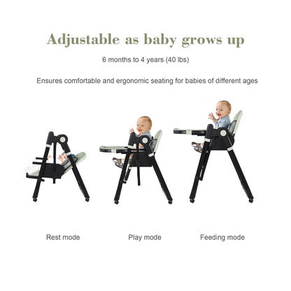 Silla alta plegable para bebés y niños pequeños, columpios portátil...