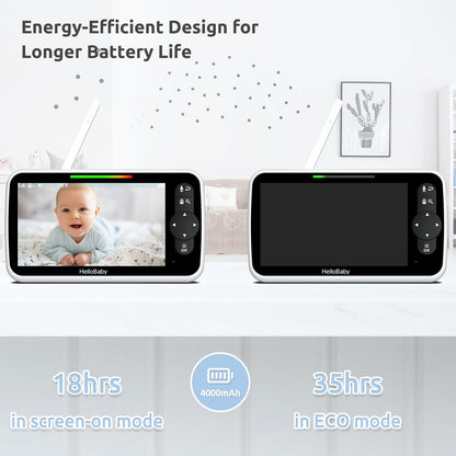 HelloBaby Monitor de Video para Bebés con Pantalla Grande IPS Mejor...