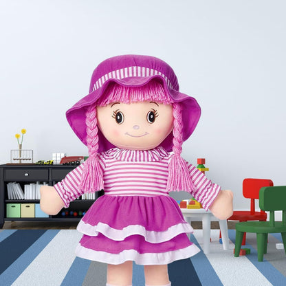 LOVE &amp; HUG Muñeca abrazable de 24 pulgadas con vestido morado y...