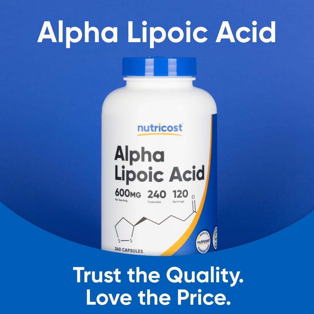 Suplemento Nutricost Ácido Alfa Lipoico, 0.02 oz por porción, 120 p...