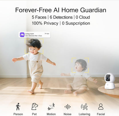 Cámara de seguridad Wi-Fi 3K 5G para interiores, batería de reserva...