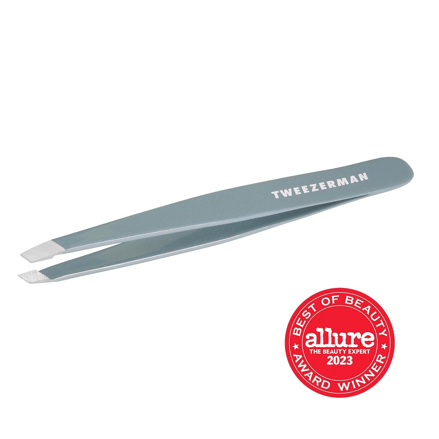 Tweezerman - Pinza para cejas inclinada Mist Blue de acero inoxidab...