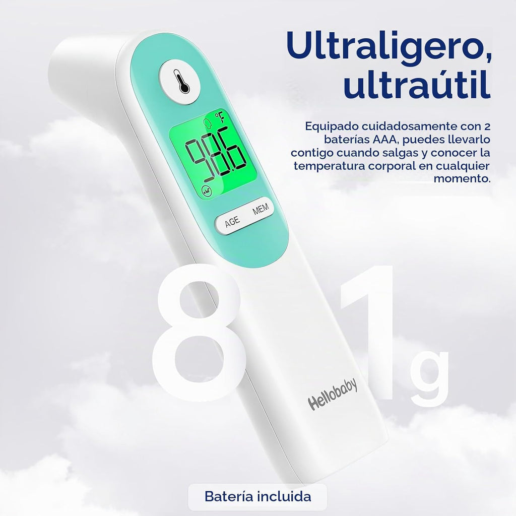 Hellobaby Termómetro para bebé 3 en 1, oreja y frente con alerta aj...