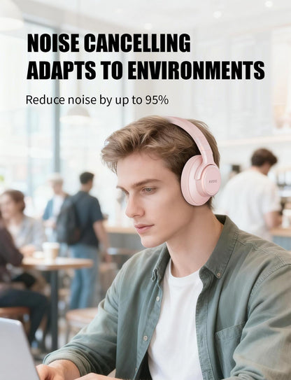 KVIDIO Auriculares híbridos con cancelación activa de ruido, auricu...