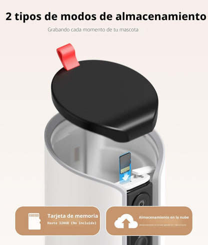 TKENPRO Cámara para mascotas 2K con dispensador de golosinas, cámar...