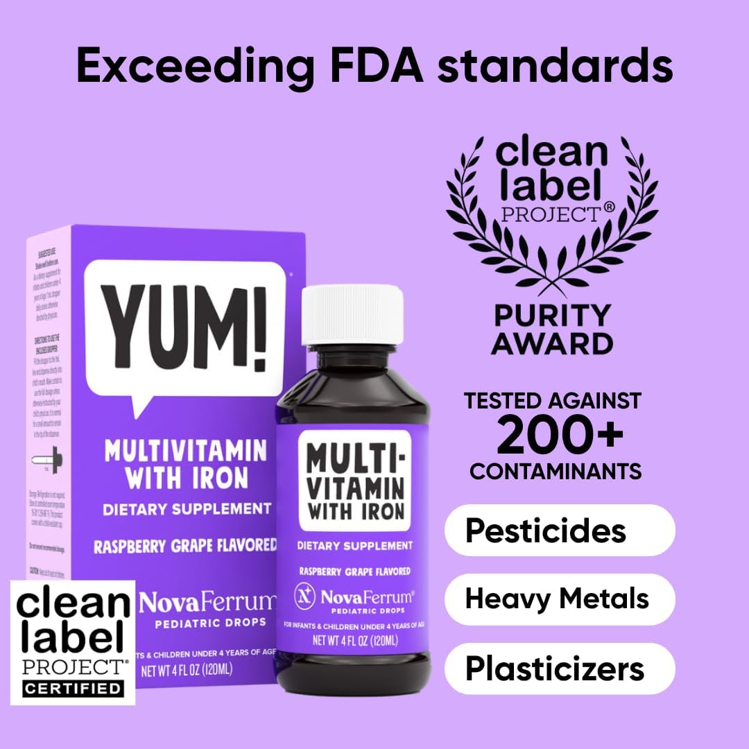 NovaFerrum Yum | Multivitamínico con hierro para bebés, niños peque...