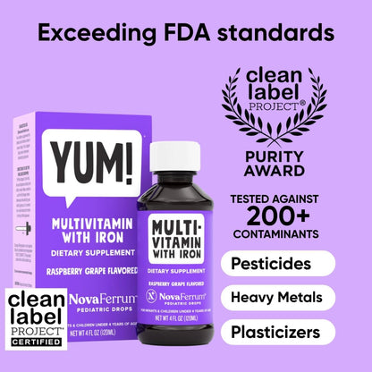 NovaFerrum Yum | Multivitamínico con hierro para bebés, niños peque...