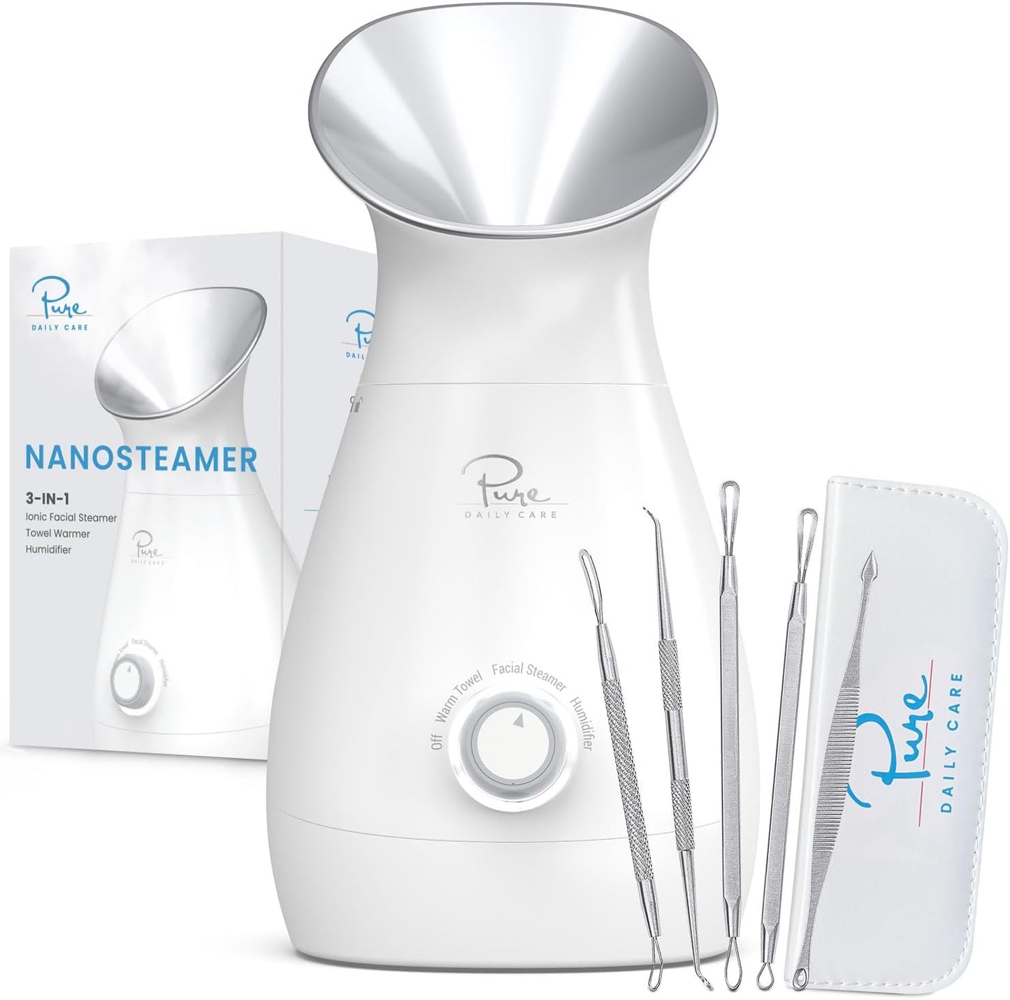 Pure Daily Care NanoSteamer - Vaporizador facial nano iónico grande...