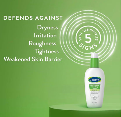 Cetaphil Bundle - Limpiador facial diario para pieles sensibles, combinación con grasa NUEVO 20 oz y loción hidratante diaria para cara, con ácido hialurónico, 3 onzas, regalos para el Día de la Madre