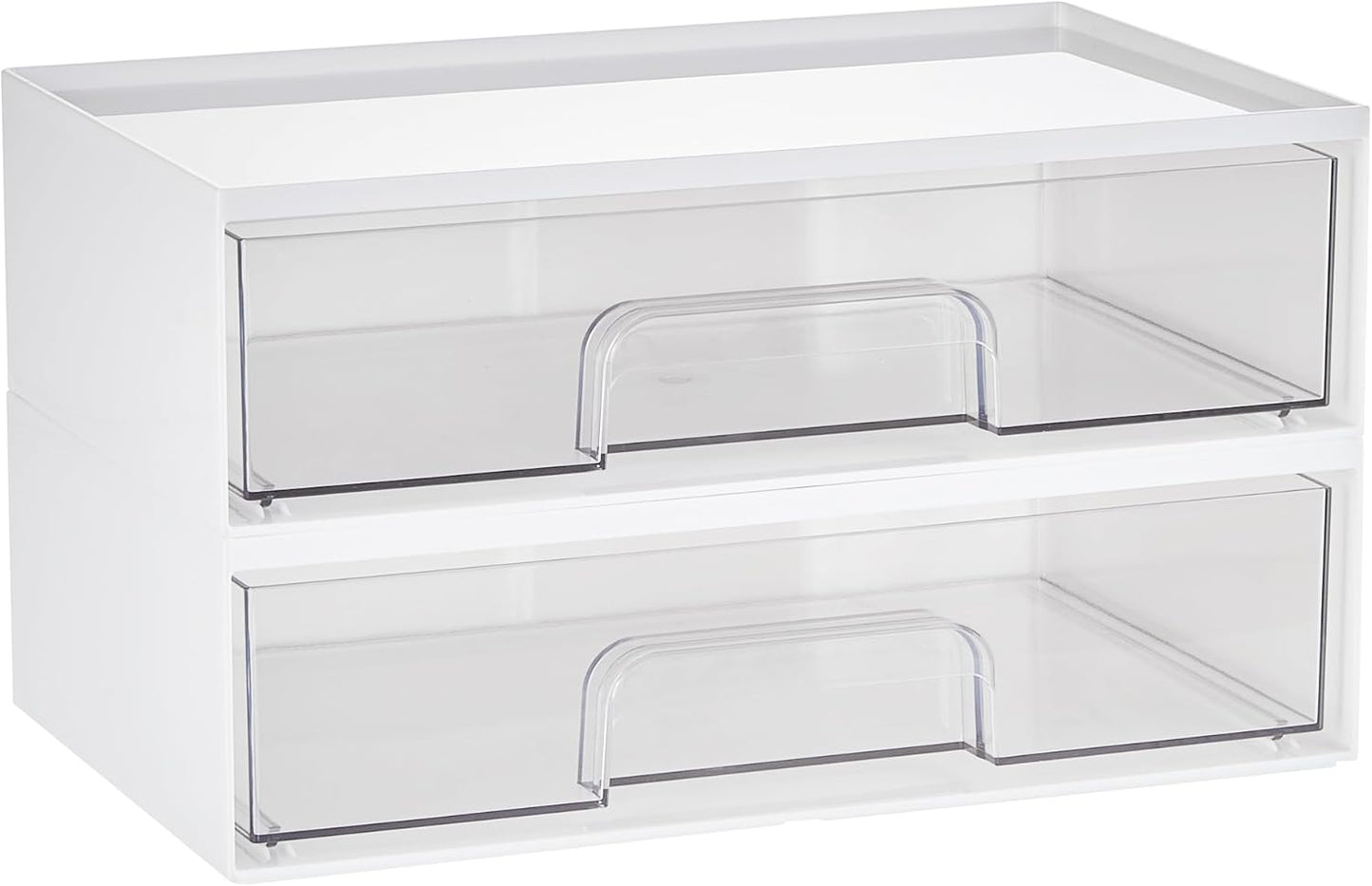 Vtopmart Paquete de 2 cajones de almacenamiento apilables transpare...