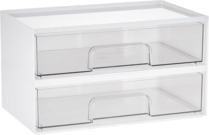 Vtopmart Paquete de 2 cajones de almacenamiento apilables transpare...