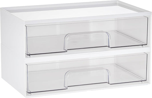 Vtopmart Paquete de 2 cajones de almacenamiento apilables transpare...