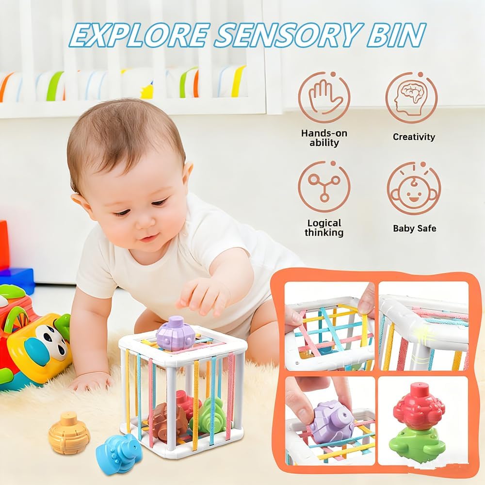 Montessori Juguetes para bebés de 6 a 12 a 18 meses, juguetes para niños de 1 año en adelante, juguete de dentición apilable, bloques de construcción, clasificador de formas, spinner y más